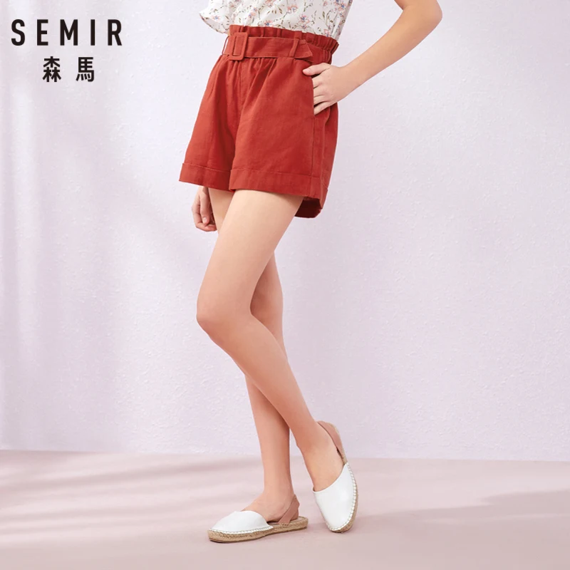 SEMIR 2019 летние женские хлопковые шорты для отдыха контрастная Привязка с разрезом