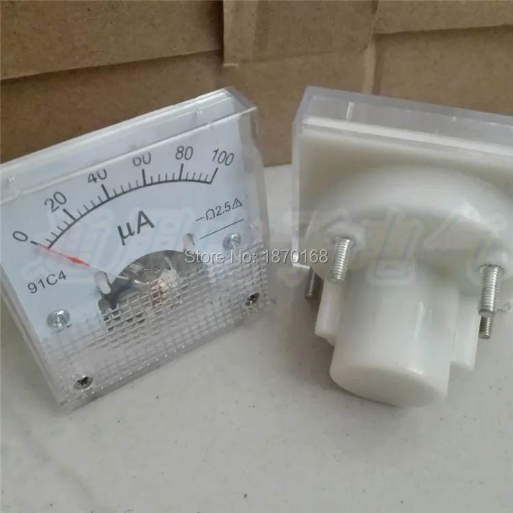 

Dc microammeter 91c4 0-100uA Rectangle Analog Panel Ammeter Gauge Amperemeter Class 2.5 45*45mm