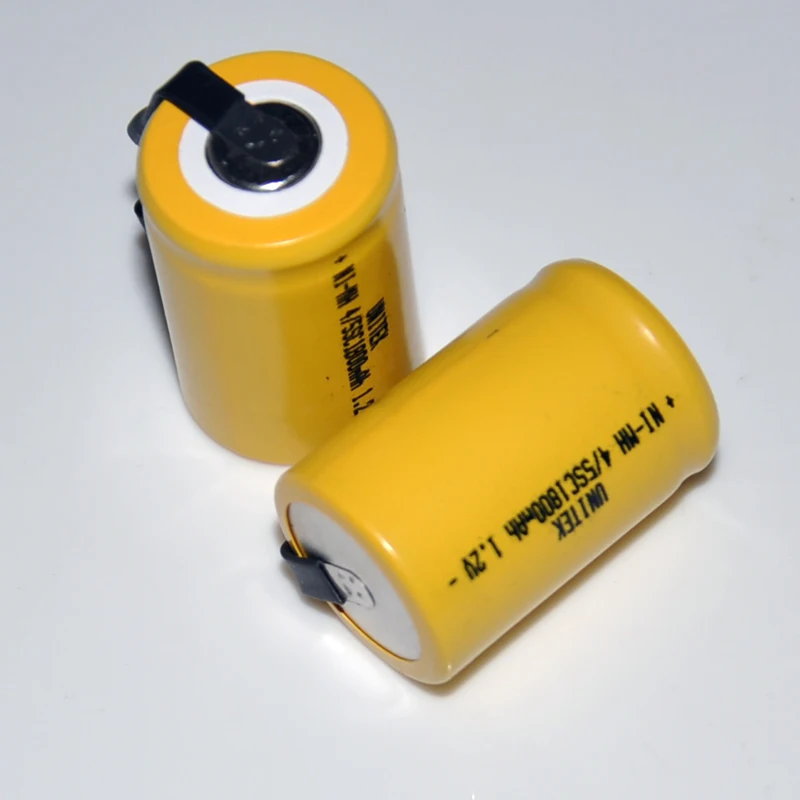 16PCS Sub C 4/5SC 1.2V rechargeable battery 1800mah 4/5 SC ni-mh nimh cell with welding pins tab for electric drill | Электроника