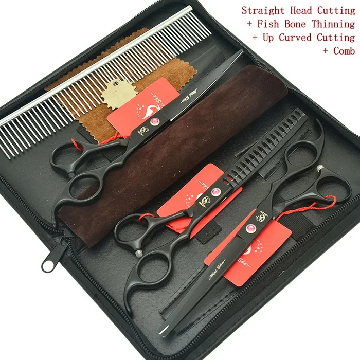 HB0156 with Bag Meisha 7 дюймов ножницы для ухода за домашними животными Набор для стрижки собак, кошек, рыбных костей филировочные Парикмахерские ножницы набор изогнутых режущих инструментов для стрижки HB0152 - Цвет: HB0156 with Bag