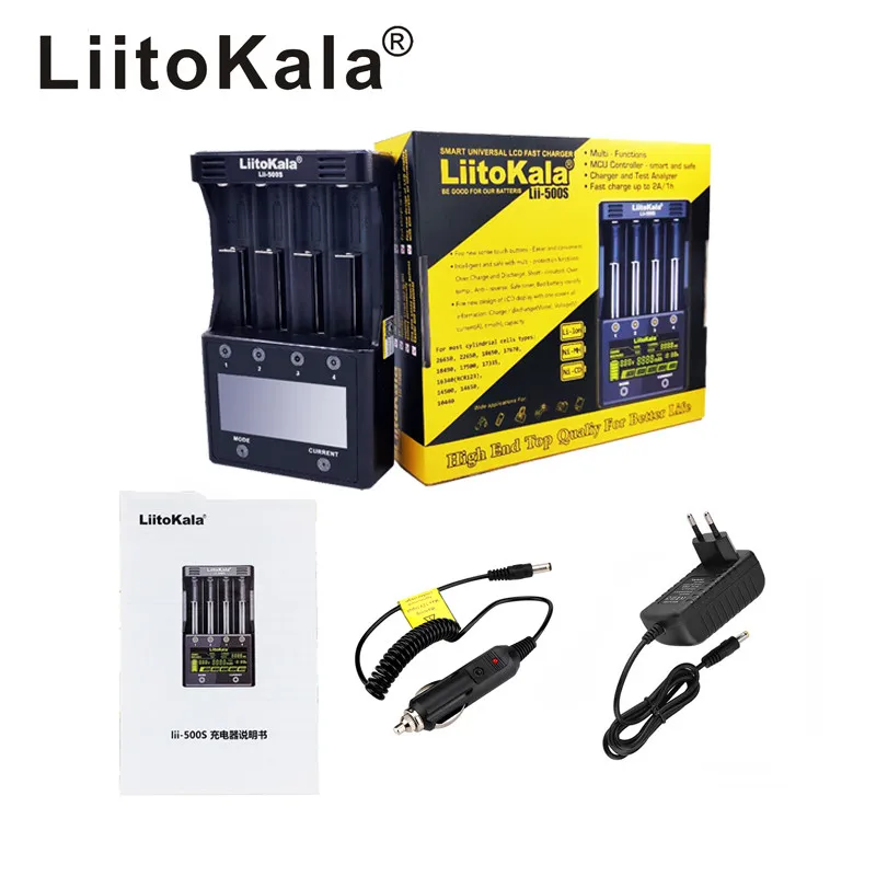 Новинка зарядное устройство LiitoKala lii 500S 3 7 V 18650 26650 + 4 шт. 3400mAh INR18650B аккумуляторные