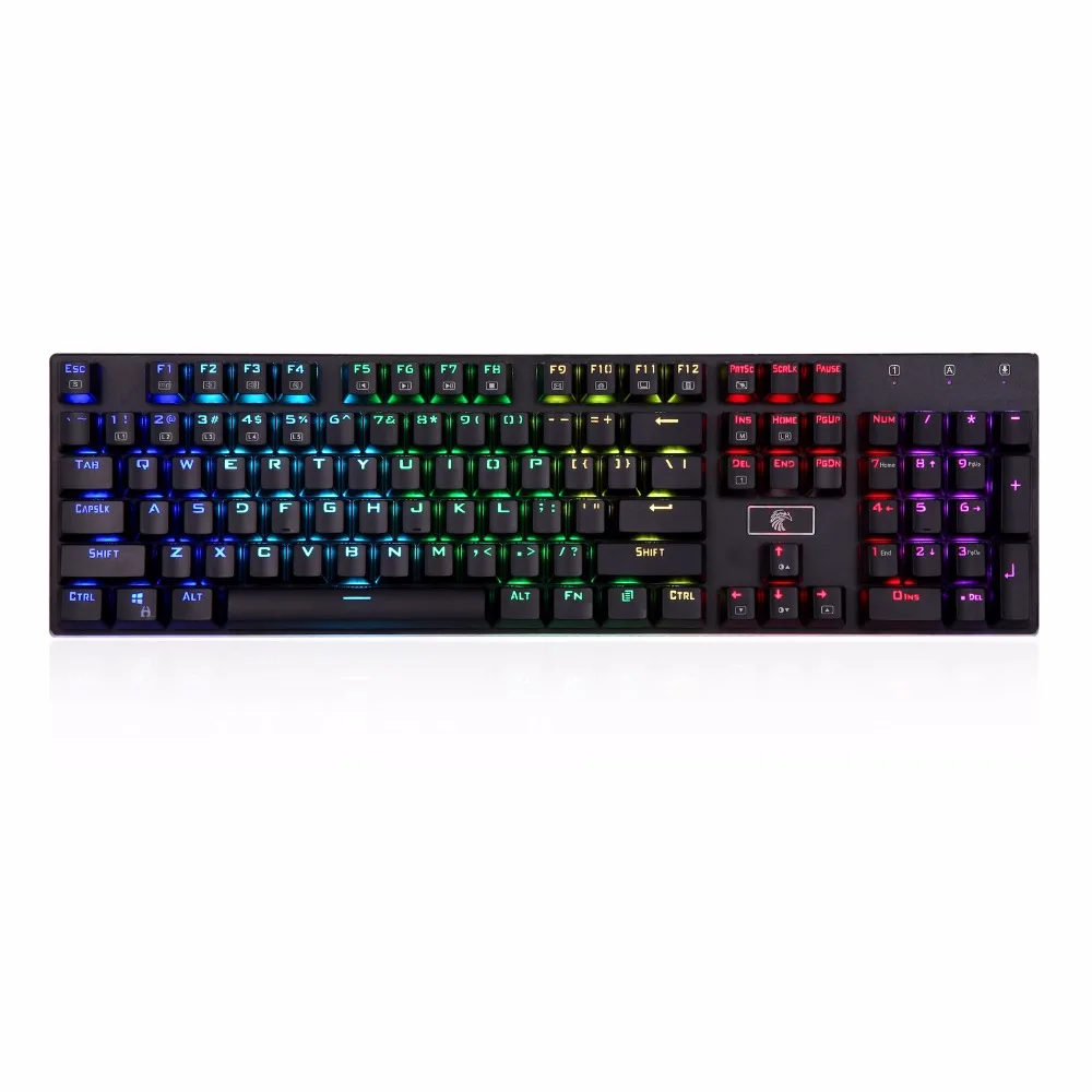 

Механическая игровая клавиатура с RGB светодиодный Ной подсветкой, коричневые переключатели Outemu, 104 клавиш, защита от фиктивных нажатий, расп...