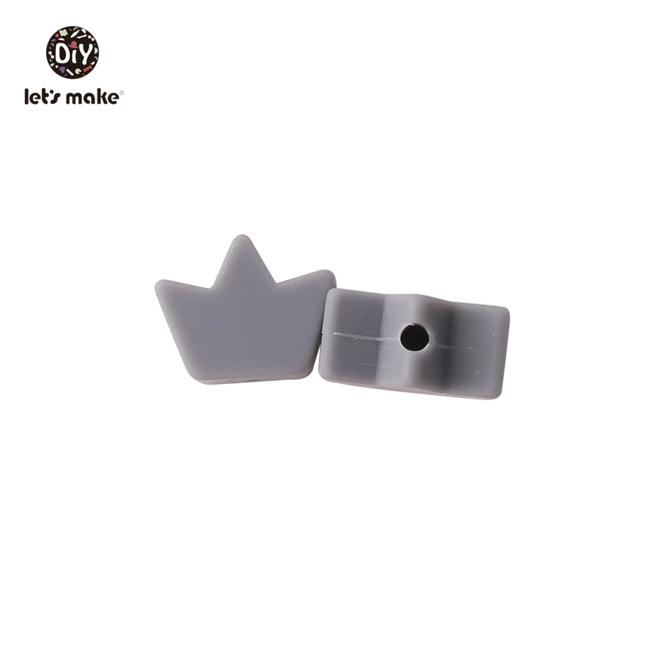Gray Mini Crown Let's make 10 шт Силиконовые Бусины пищевая мини-корона Diy детское ожерелье аксессуары для душа подарки BPA Бесплатно Силиконовые Детские Прорезыватели - Цвет: Gray Mini Crown