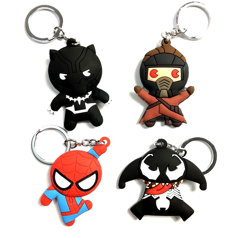 Marvel Мстители Venom танос Тор Черная пантера фигурка ПВХ брелок для ключей Капитан