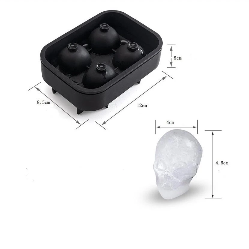 3D Ice Cube Maker Skull Shape Bar Party Mold Silicone Tray Chocolate Mould Whiskey Wine Cocktail Skeleton Cream DIY Tool | Дом и сад