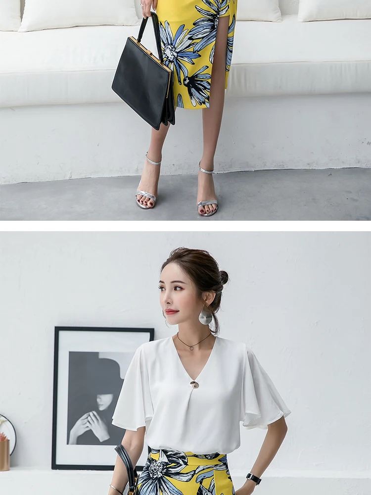 2018 Summer Fashion skirt Floral print Women high waist Elegant Vintage pencil Split female above knee C1567 | Женская одежда