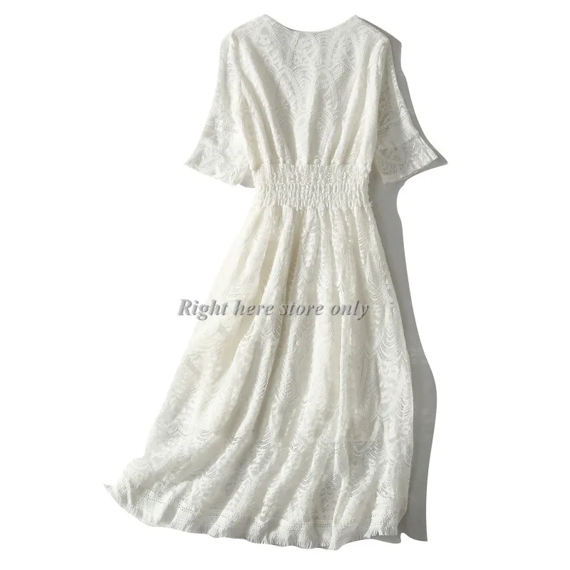 Женское кружевное платье длинное Повседневное А силуэта с треугольным вырезом