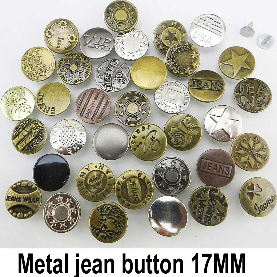 17mm 30 шт. 17 мм/20 мм Металлические Цветочные Джинсы пуговицы Швейные аксессуары для одежды украшения брендовые бронзовые отруби джинсовые пуговицы JMB-987 - Цвет: 17mm