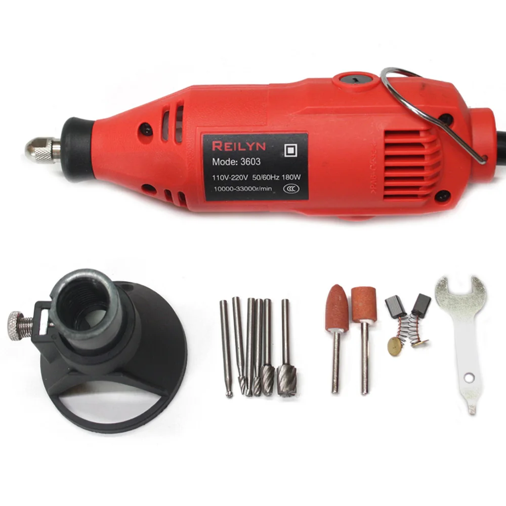 machine wood mill 180 Вт маленькая мельница dremel ручная дрель 8000-30000 об/мин мини шлифовальная машина 03,2 мм Зажимной патрон для dremel домашний инструмент DIY - Цвет: machine wood mill