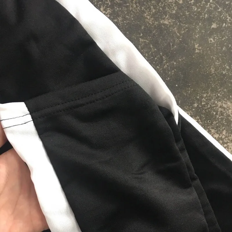 Горячая Распродажа женские спортивные штаны с полосками сбоку черные высокой