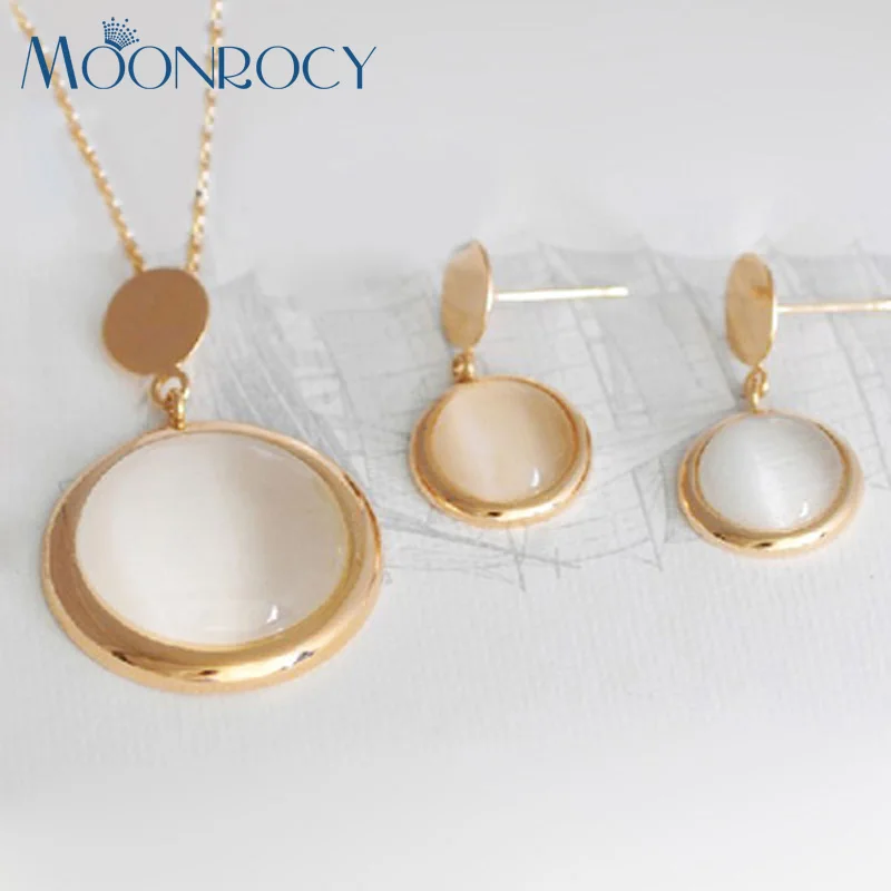 MOONROCY розовое золото цвет опал ожерелье и серьги женский подарок Прямая поставка