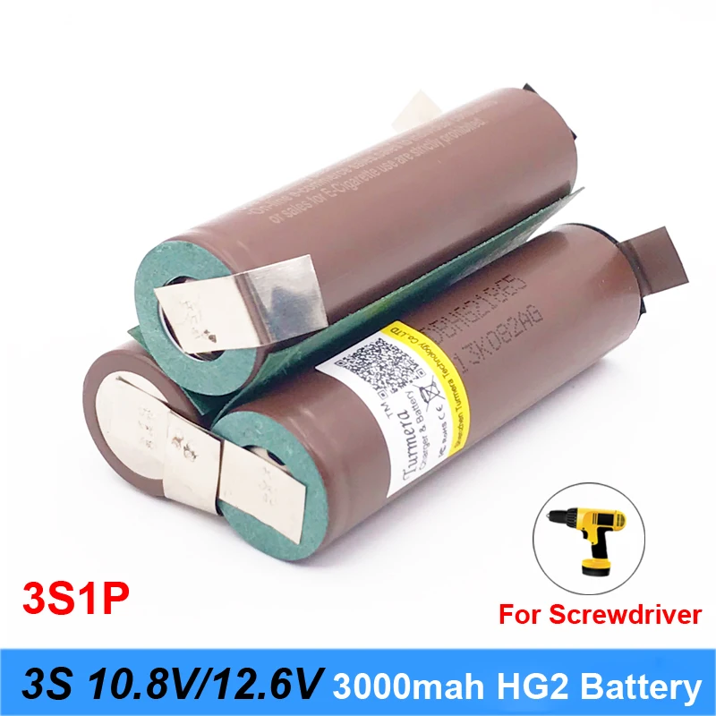 Аккумулятор hg2 18650 3000 мАч 20 А для шуруповерта 10 8 В 12 6 в сварная батарея полоски