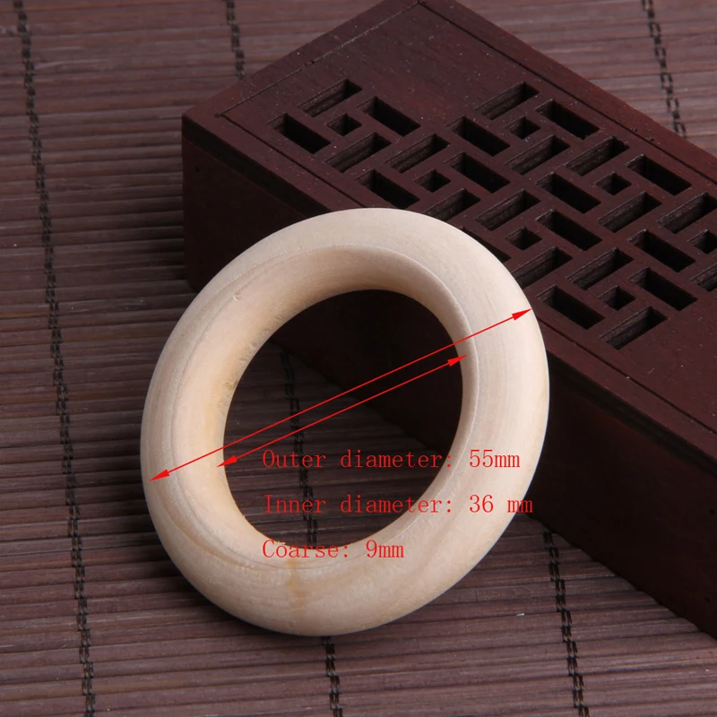 

5pcs Crafts DIY Baby Teething Natural Wooden Rings Necklace Bracelet 55mm