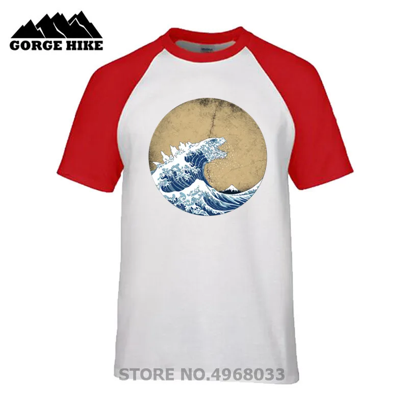 Новая Винтажная Футболка Hokusai Kaiju новая рубашка летняя модная мужская футболка