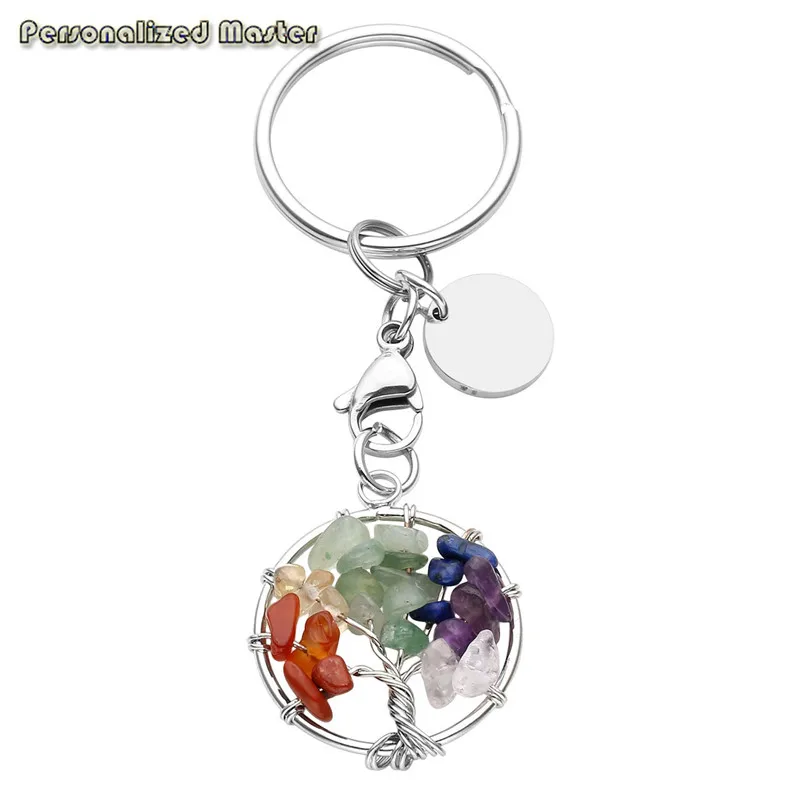 Брелки для ключей с натуральным драгоценным камнем в виде чакры | Украшения и