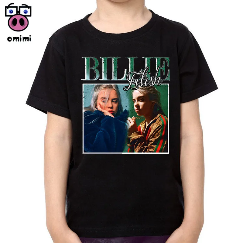 Детская Винтажная футболка с коротким рукавом Billie Eilish 90s мягкая черная для