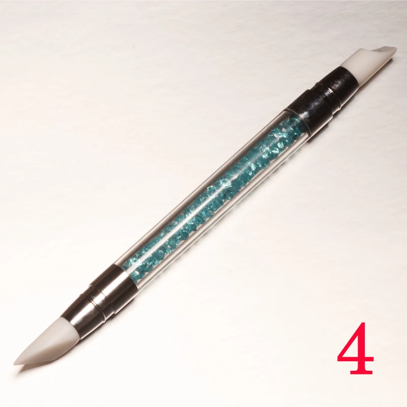 1 шт. 2 головки Силиконовая ручка для дизайна ногтей акриловая со стразами