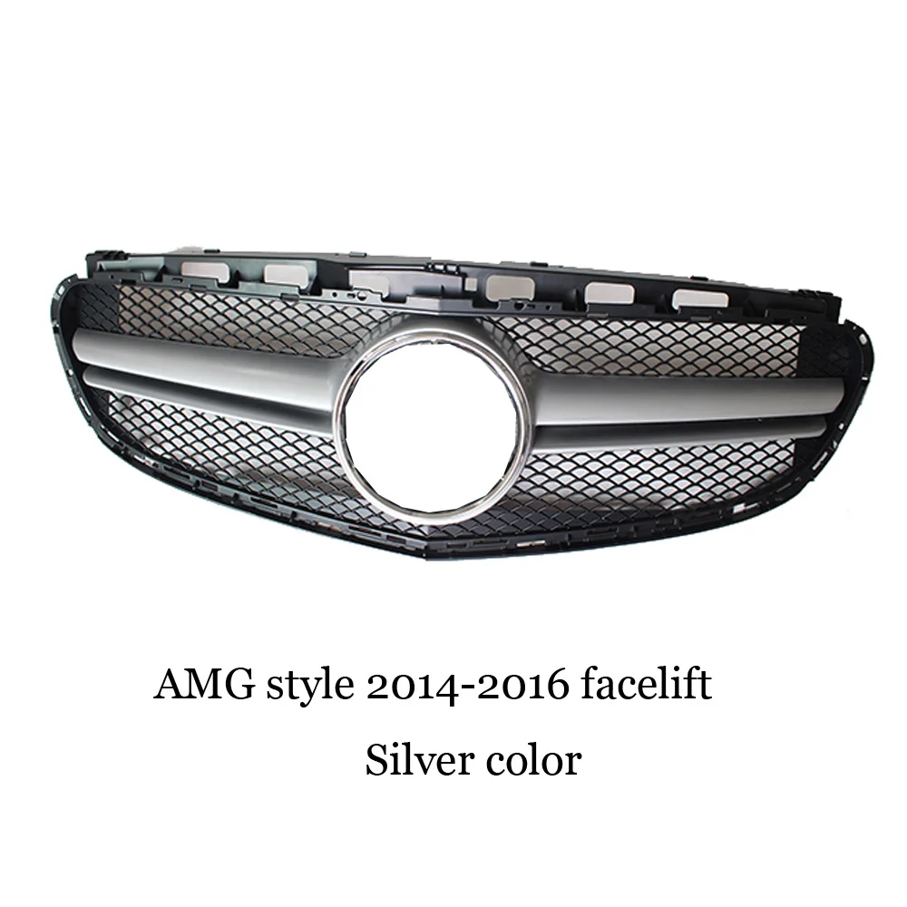 AMG Silver 14-16 W212 Front Bumper Grille Mesh for Mercedes E class W212 GT / Diamond / AMG Style 2010- E200 E250 E300 E350 E400 - Цвет: AMG Silver 14-16