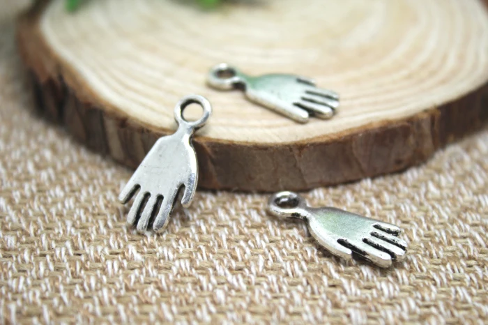 20 шт ручные Подвески антикварные серебряные тона 22х10мм