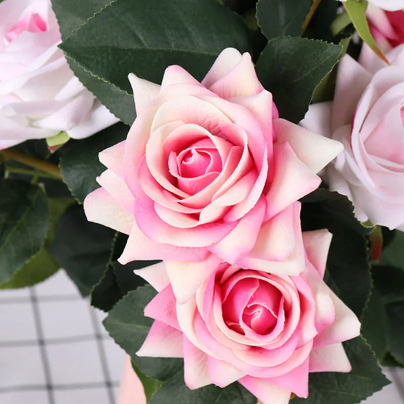 Искусственный цветок розы 2 головки бархатные шелковые цветы букет невесты