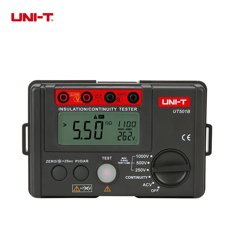 Фотоэлемент UT501B тестер изоляции сопротивления AC напряжения PI DAR Meter 250V/500V/1000V 0% ~ 10%