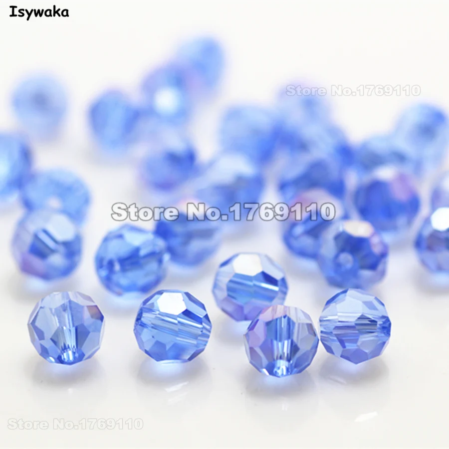 

Isywaka Sale 100pcs Light Blue AB Color Round 6mm Austria Crystal Beads charm Glass Beads Loose Spacer Bead for Jewelry Making