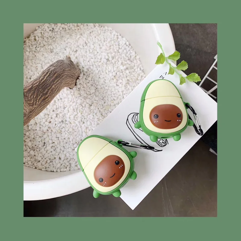 Для AirPods чехол милый 3D мультфильм авокадо наушники чехол для Apple Airpods 2 силиконовые наушники чехол для Air pods Earpods ремешок