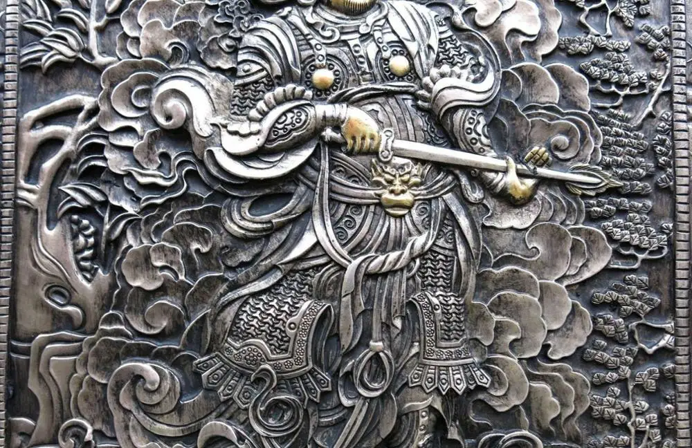 Бесплатная доставка 30 &quotТибет ручная работа дерево серебро позолота медь баньян