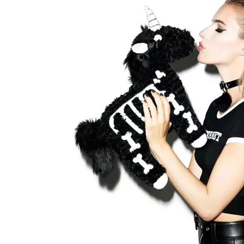 2018 Темный стиль панк индивидуальность модные темные тенденции Плюшевый единорог