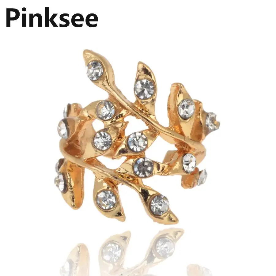 1 шт. женские панк рок ретро золотые серьги с кристаллическим листом ушные