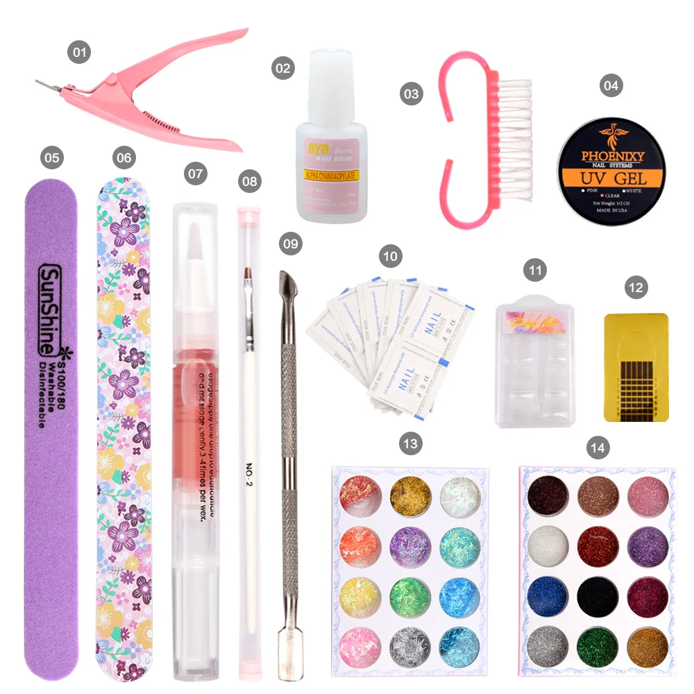 Маникюрный набор для наращивания ногтей 7 цветов гелевых лаков Наборы 36 Вт лампа
