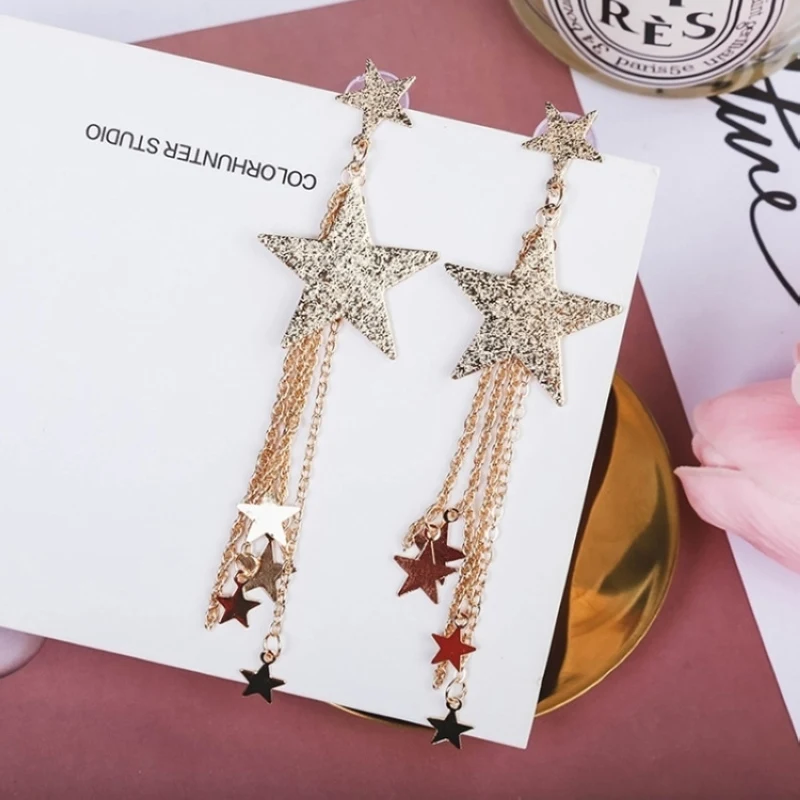 Необычные Оригинальные металлические серьги-кисточки Pop необычные серьги-звезды