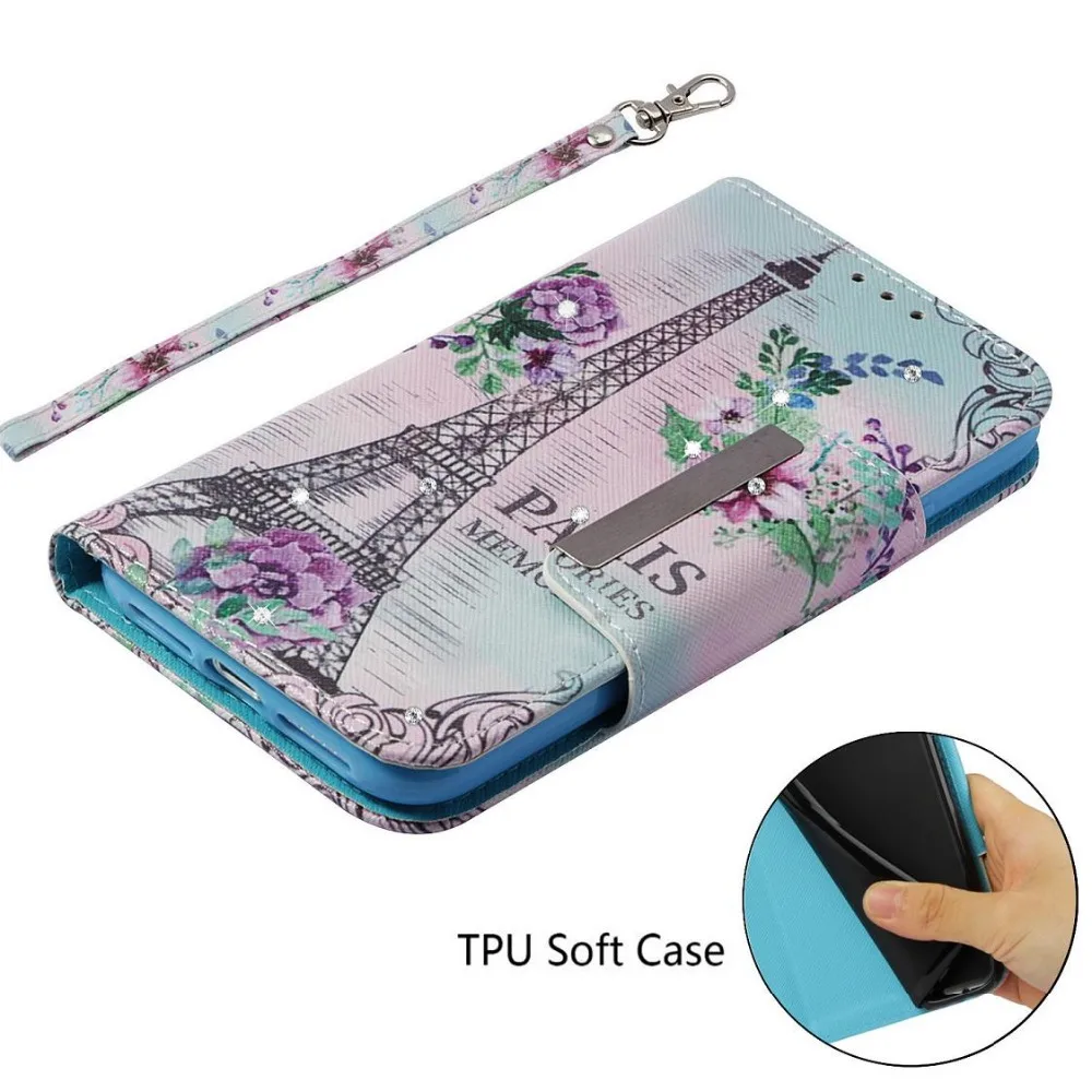 С милой пандой Слон Тигр животный принт Алмазный Кожаный чехол для телефона samsung