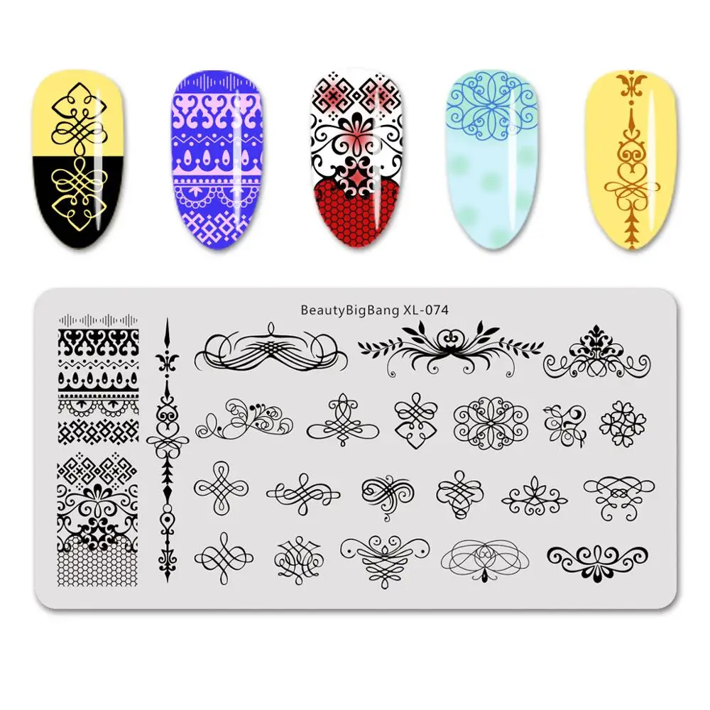 1 шт. 6*12 см BEAUTYBIGBANG шаблон штамповочной пластины для ногтей ветка дерева
