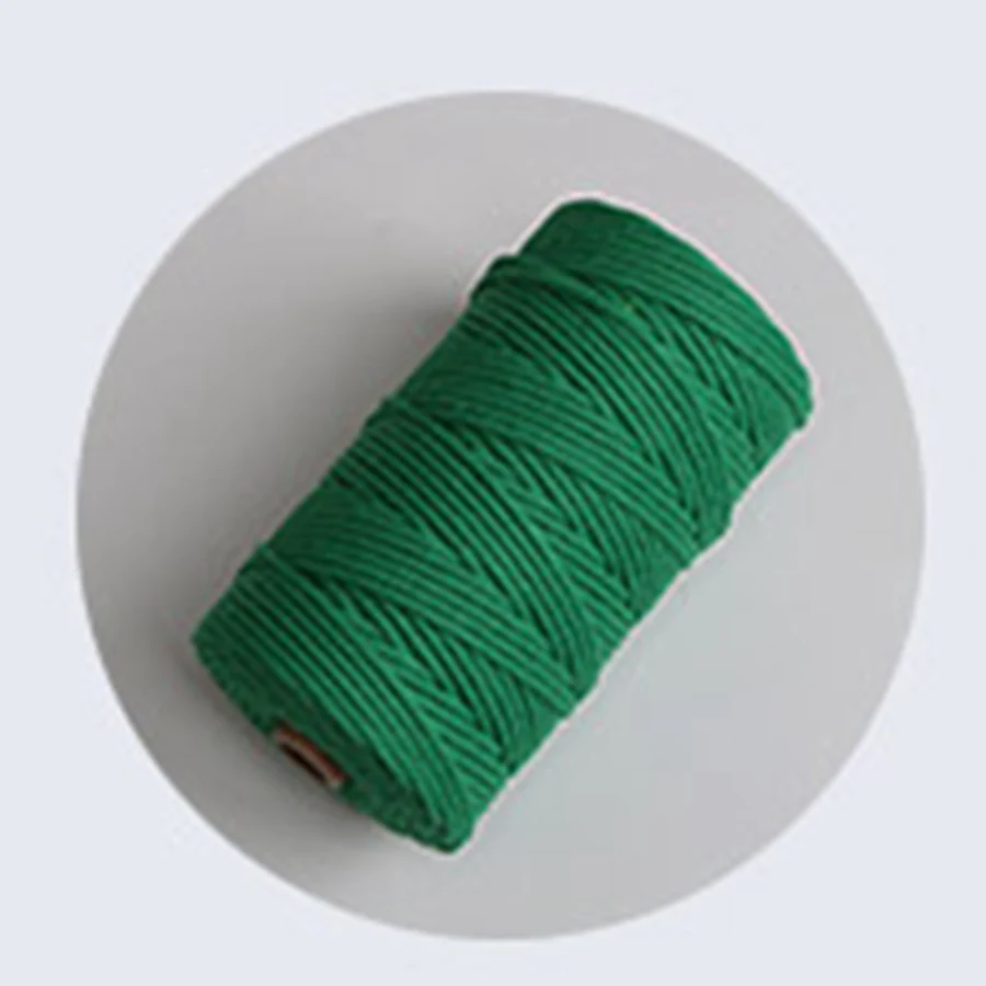 dark green 100 м/рулон 3 мм хлопковый шнур макраме для вязания крючком пряжа для вязания веревки шпагат сумка ремесло хлопок толстые шнуры для ручной работы - Цвет: dark green