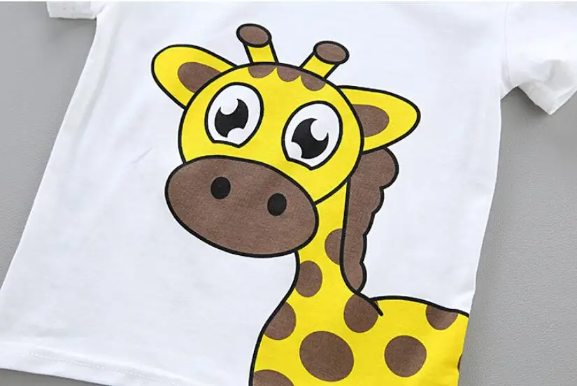 NEW Summer Children Baby Cotton Clothes Cartoon Giraffe T-Shirt Shorts 2pcs/Sets Child Toddler Boys Girls Clothing Tracksuits |