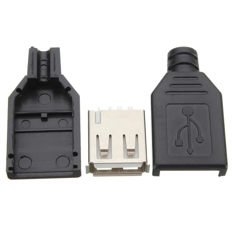 10 шт. 4 контактные USB разъёмы типа А с черной пластиковой крышкой|4 pin female connector|4