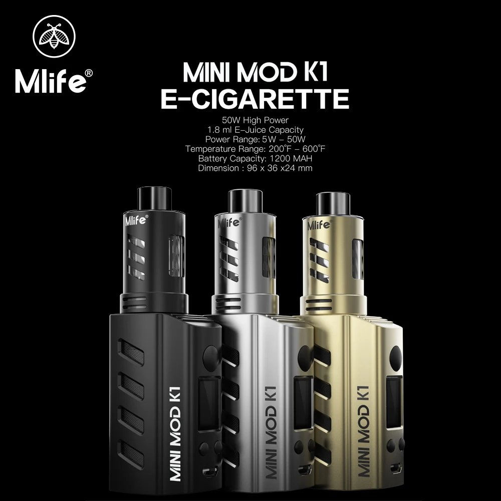 100% Оригинальные Mlife MINI MOD K1 50W набор модов для вейпинга E-Sigarette с аккумулятором 1200mAh