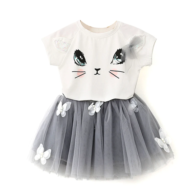 Детский комплект одежды для маленьких девочек 2 предмета летняя футболка с милым