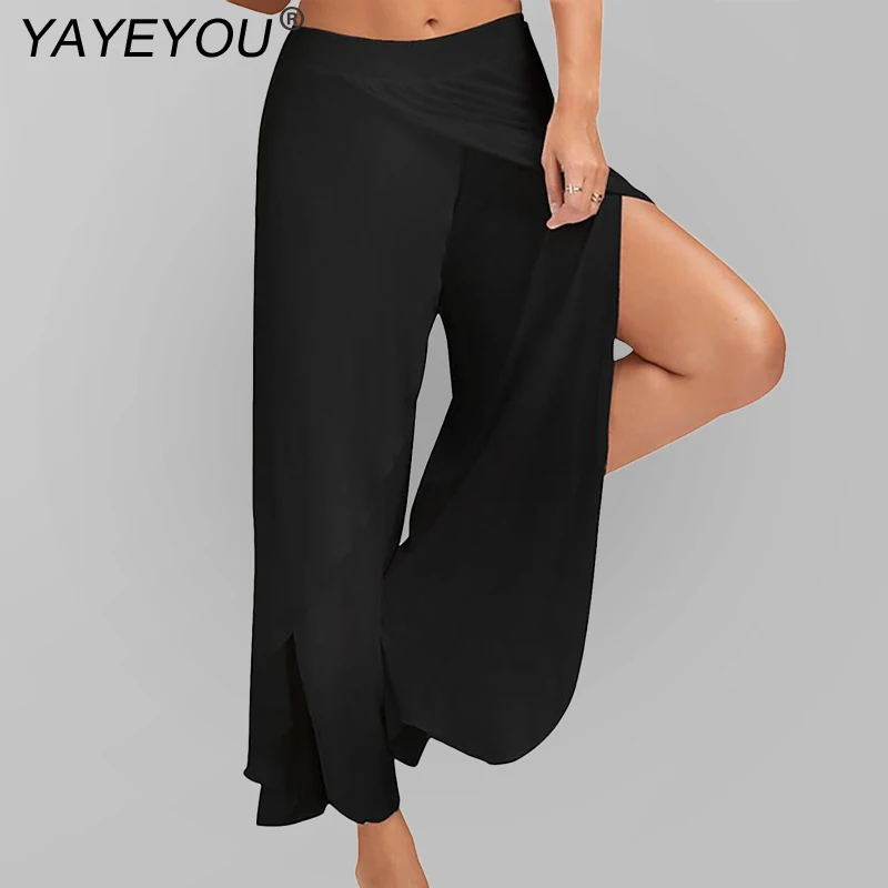 Новинка 2020 сексуальные женские штаны со средней талией широкие брюки с цветочным