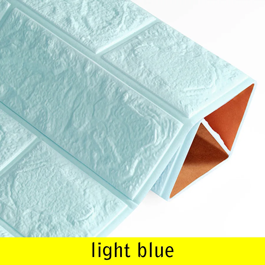 light blue ПЭ Пена 3D наклейки на стены безопасный домашний декор Белая настенная бумага рулон DIY Настенный декор кирпичная гостиная детская спальня декоративная наклейка - Цвет: light blue