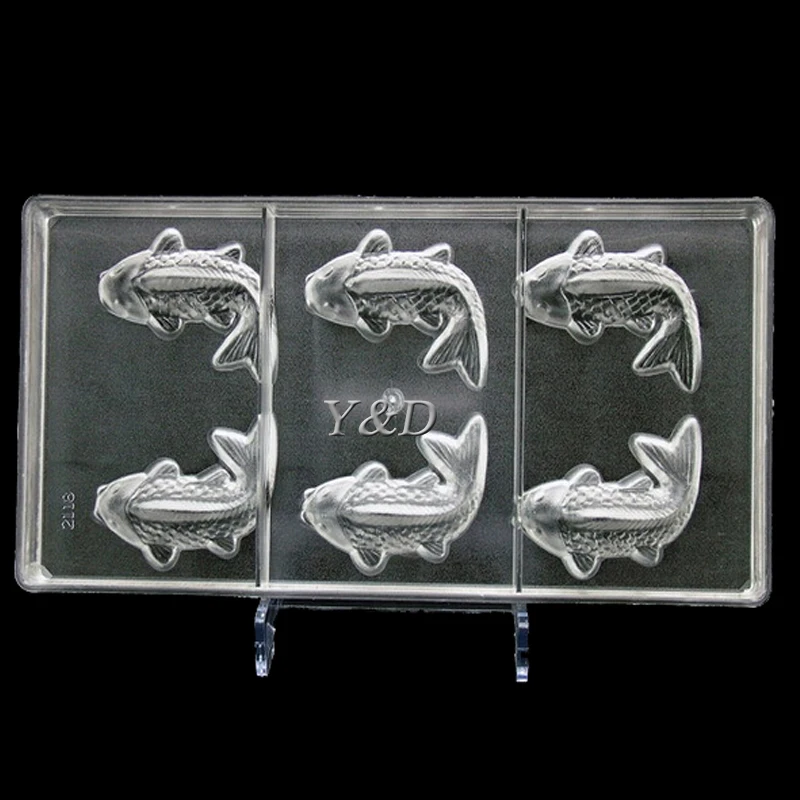 6 полостей форма рыбы ПК поликарбонатная Пластиковая для шоколадных