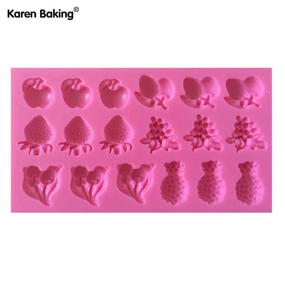 Яблоко клубника виноград ананас вишня и другие фруктовые формы 3D силиконовые