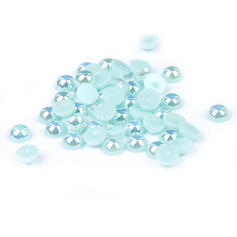 

AAA+Jelly Aquamarine AB 1.5mm,2mm,3mm,4mm,5mm,6mm,8mm,10mm,12mm Flat back ABS round Half Pearls beads.