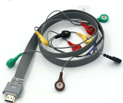 Совместимый NewBiocare IH-12PLUS Holter cable 10 проводов IEC/AHA Snap recorder ECG HDMI 19PIN |
