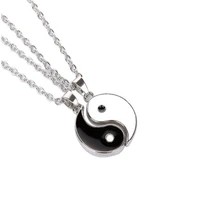 yin yang necklace pendant trendy stitching gossip couple choker jewelry bff best friends friendship gift hip hop bijoux 2pcsset