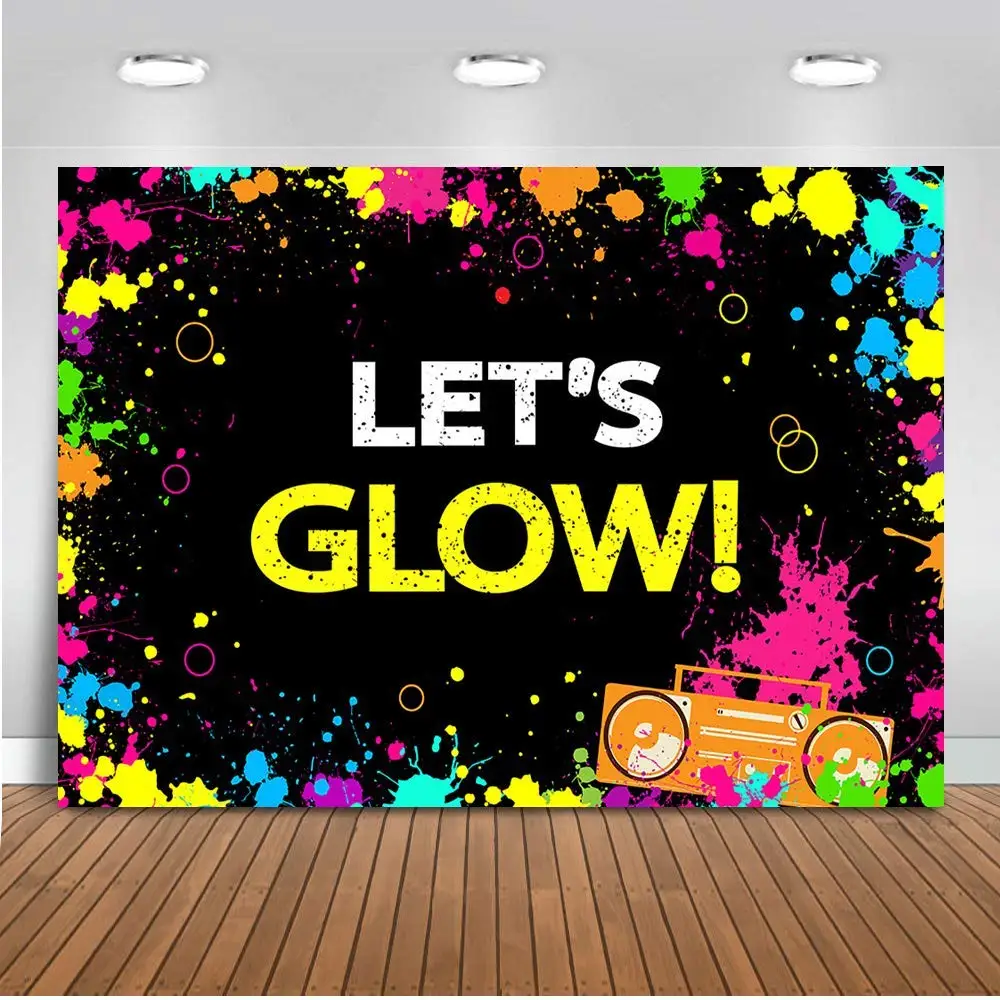 Светящийся неоновый праздничный фон Let's Glow Splatter фотография Фон 7x5 футов