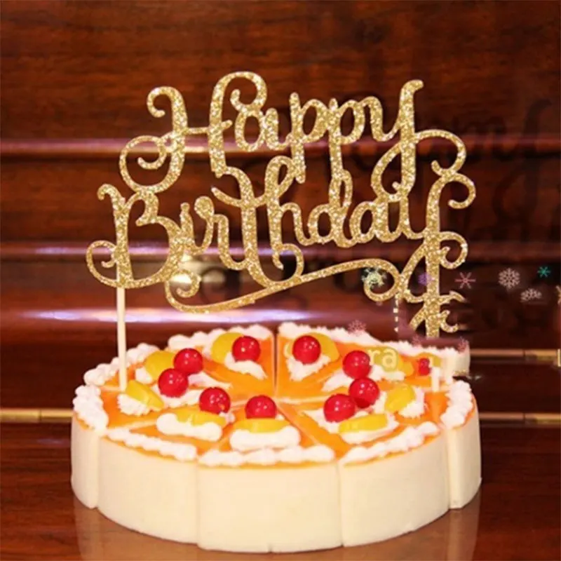 1 шт. с надписью «Happy Birthday», открытка, украшение для торта