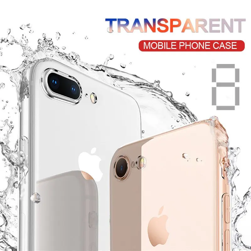 Ультратонкий Мягкий Прозрачный чехол из ТПУ для iPhone 5 6 7 8 Plus прозрачный