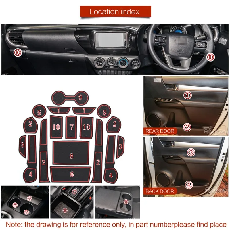 Подходит для Toyota Hilux/Hilux Revo 2016 2017 2018 2019 Межкомнатная дверь ящик хранения